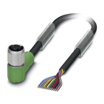 Phoenix Contact Right Angle Female 12 way M12 to Sensor Actuator Cable, 10m