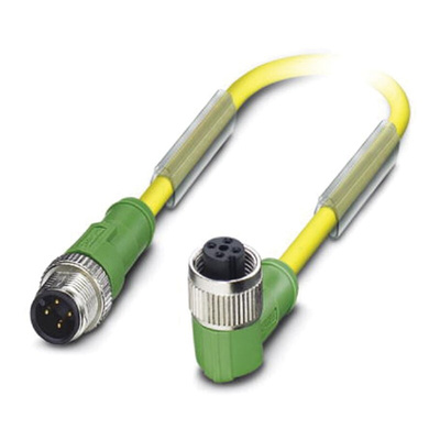 Phoenix Contact Male 4 way M12 to Female 4 way M12 Sensor Actuator Cable, 600mm
