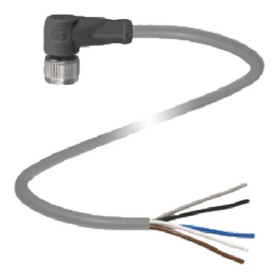 Pepperl + Fuchs Right Angle Female 5 way M12 to 5 way Unterminated Sensor Actuator Cable, 2m