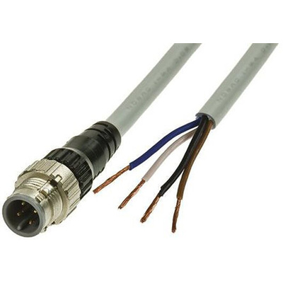 Omron Straight Male 4 way M12 to Unterminated Sensor Actuator Cable, 300mm