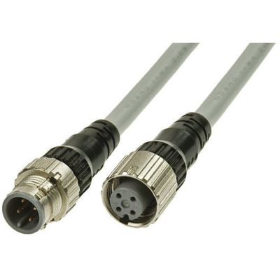 Omron Straight Female 4 way M12 to Straight Male 4 way M12 Sensor Actuator Cable, 1m