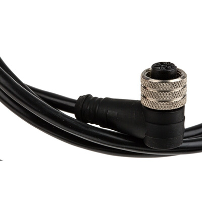 Brad from Molex Right Angle Female 5 way M12 to Straight Male 3 way M12 Sensor Actuator Cable, 2m