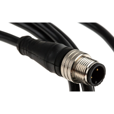 Brad from Molex Right Angle Female 5 way M12 to Straight Male 3 way M12 Sensor Actuator Cable, 2m