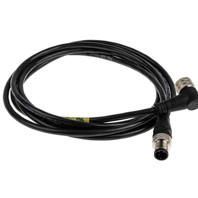 Brad from Molex Right Angle Female 5 way M12 to Straight Male 3 way M12 Sensor Actuator Cable, 2m