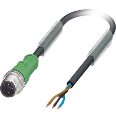 Phoenix Contact Male 3 way M12 to Sensor Actuator Cable, 10m