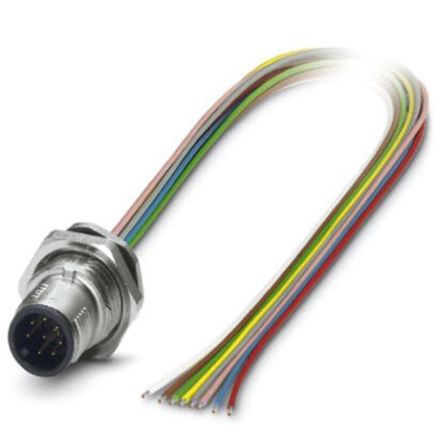 Phoenix Contact Male 8 way M12 to Sensor Actuator Cable, 500mm