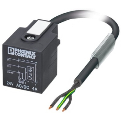 Phoenix Contact Straight Female 3 way DIN 43650 Form A to Unterminated Sensor Actuator Cable, 1.5m