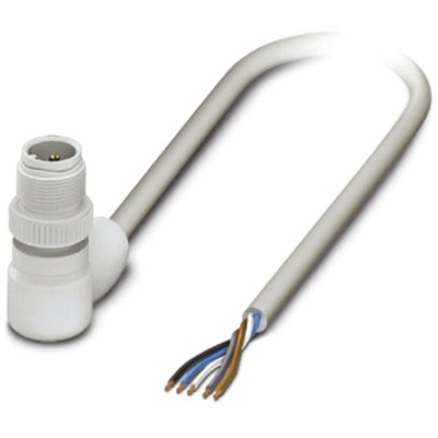 Phoenix Contact Right Angle Male 4 way M12 to Unterminated Sensor Actuator Cable, 5m