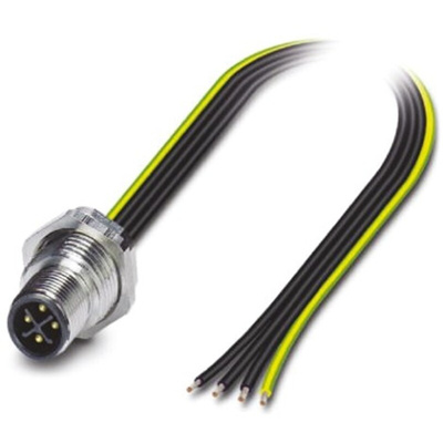 Phoenix Contact Straight Male 4 way M12 to Unterminated Sensor Actuator Cable, 5m