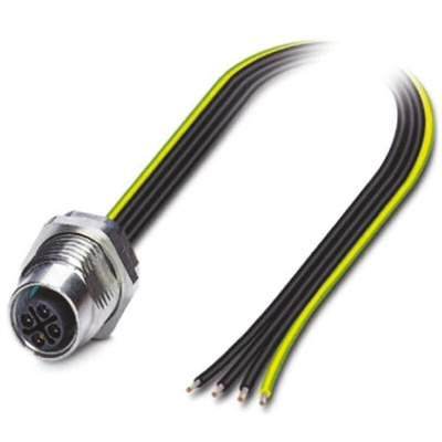 Phoenix Contact Straight Female 4 way M12 to Unterminated Sensor Actuator Cable, 5m