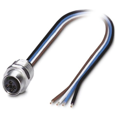 Phoenix Contact Straight Female 4 way M12 to Unterminated Sensor Actuator Cable, 5m