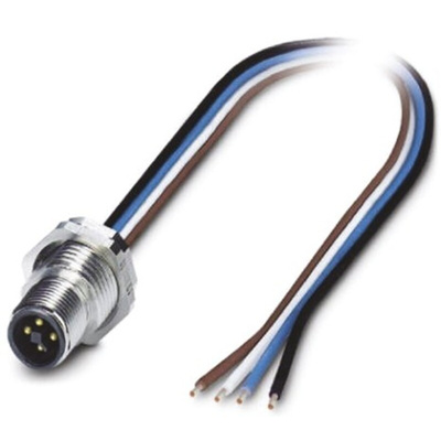Phoenix Contact Straight Male 4 way M12 to Unterminated Sensor Actuator Cable, 5m