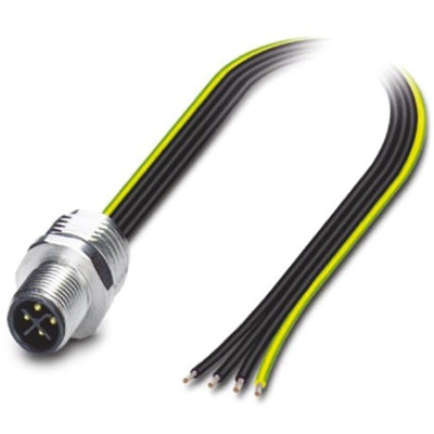 Phoenix Contact Straight Male 4 way M12 to Unterminated Sensor Actuator Cable, 5m