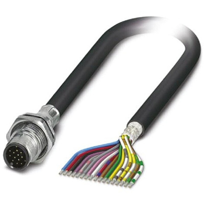 Phoenix Contact Male 17 way M12 to Sensor Actuator Cable, 1m