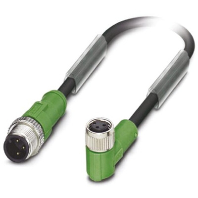 Phoenix Contact Right Angle Female 3 way M8 to Straight Male 3 way M12 Sensor Actuator Cable, 600mm