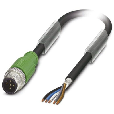 Phoenix Contact Straight Male 5 way M12 to Unterminated Sensor Actuator Cable, 1.5m