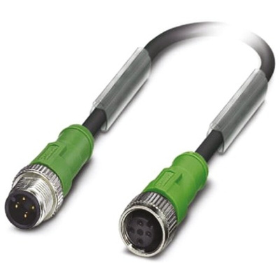 Phoenix Contact Straight Female 4 way M12 to Straight Male 4 way M12 Sensor Actuator Cable, 5m