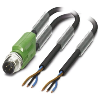 Phoenix Contact Straight Male 3 way M12 to Unterminated Sensor Actuator Cable, 10m