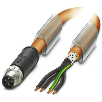 Phoenix Contact Straight Male 4 way M12 to Unterminated Sensor Actuator Cable, 5m