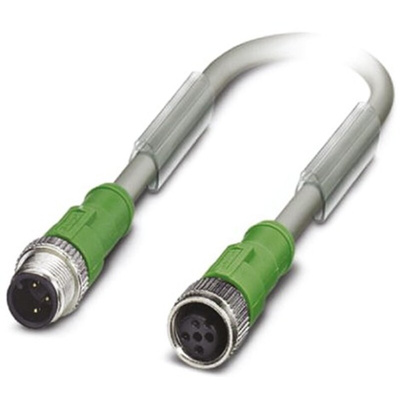 Phoenix Contact Male 3 way M12 to Female 3 way M12 Sensor Actuator Cable, 1.5m