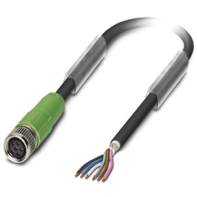 Phoenix Contact Right Angle Female 6 way M8 to Unterminated Sensor Actuator Cable, 1.5m