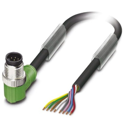 Phoenix Contact Right Angle Male 8 way M12 to Unterminated Sensor Actuator Cable, 1.5m