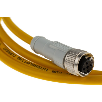 Eaton Straight Female 4 way M12 to Straight Male M12 Sensor Actuator Cable, 5m