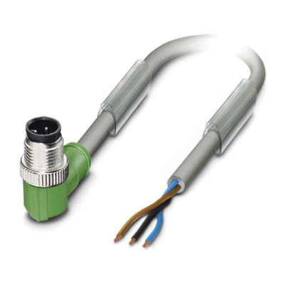 Phoenix Contact Right Angle Male 3 way M12 to Sensor Actuator Cable, 5m