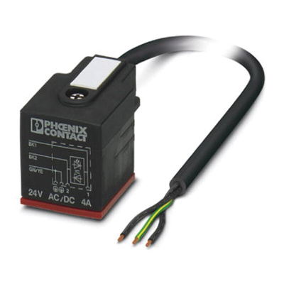 Phoenix Contact Straight Male 3 way DIN 43650 Form A to Unterminated Sensor Actuator Cable, 3m