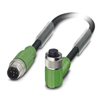 Phoenix Contact Straight Male 5 way M12 to Right Angle Female 5 way M12 Sensor Actuator Cable, 3m