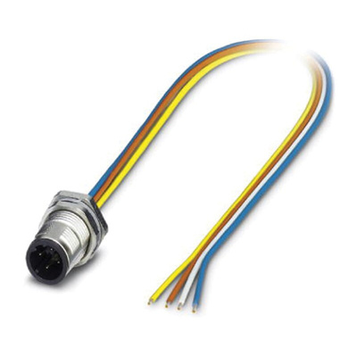 Phoenix Contact Straight Male 4 way M12 to Unterminated Actuator/Sensor Cable, 500mm