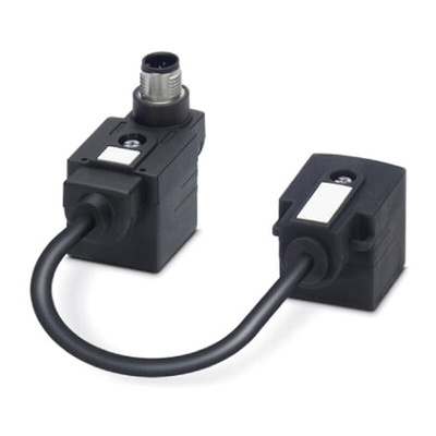 Phoenix Contact Straight Female 4 way DIN 43650 Form A x 2 to Straight Male M12 Sensor Actuator Cable, 100mm