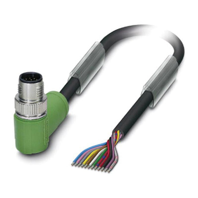 Phoenix Contact Right Angle Male 12 way M12 to Sensor Actuator Cable, 10m