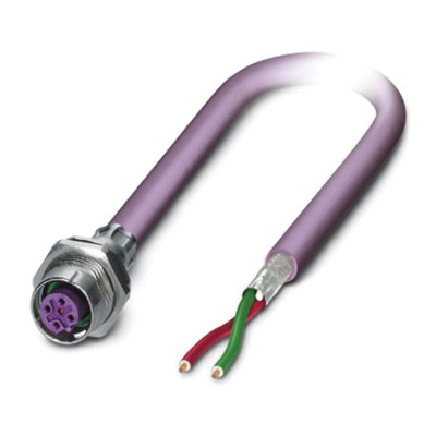Phoenix Contact Female 2 way M12 to Bus Cable, 1m