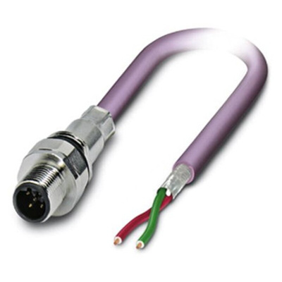 Phoenix Contact Male 2 way M12 to 2 way Unterminated Bus Cable, 500mm