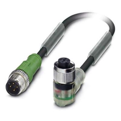 Phoenix Contact Male 4 way M12 to Female 4 way M12 Sensor Actuator Cable, 1.5m