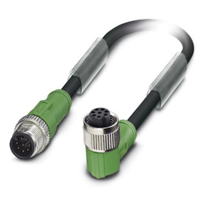 Phoenix Contact Male 8 way M12 to Female 8 way M12 Sensor Actuator Cable, 1.5m