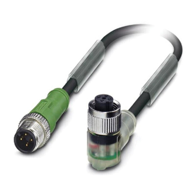 Phoenix Contact Male 4 way M12 to Female 4 way M12 Sensor Actuator Cable, 600mm