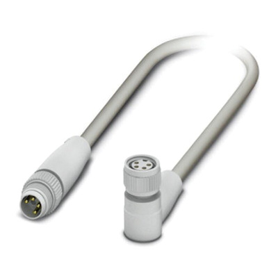 Phoenix Contact Right Angle Female 4 way M8 to Straight Male 4 way M8 Sensor Actuator Cable, 600mm