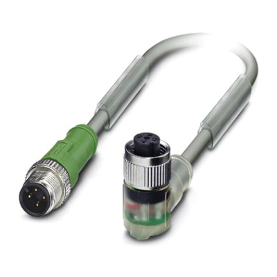 Phoenix Contact Male 4 way M12 to Female 4 way M12 Sensor Actuator Cable, 600mm