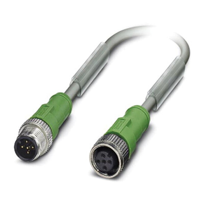 Phoenix Contact Male 4 way M12 to Female 4 way M12 Sensor Actuator Cable, 600mm