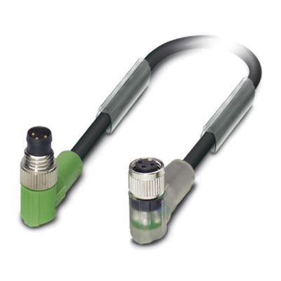Phoenix Contact Male 3 way M8 to Female 3 way M8 Sensor Actuator Cable, 1.5m