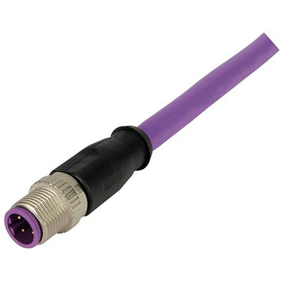 Harting Straight Male 4 way M12 to Unterminated Sensor Actuator Cable, 5m