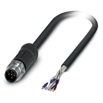 Phoenix Contact Straight Male 5 way M12 to Unterminated Bus Cable, 10m