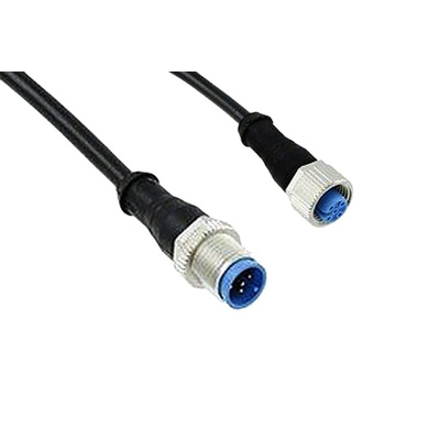 TE Connectivity Straight Female 5 way M12 to Straight Male 5 way M12 Sensor Actuator Cable, 1.5m