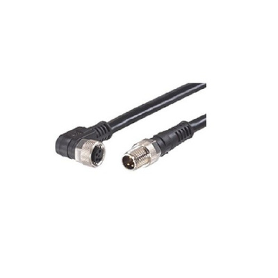 Brad from Molex Right Angle Female 4 way M8 to Straight Male 4 way M8 Sensor Actuator Cable, 2m