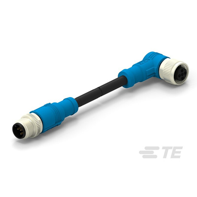 TE Connectivity Right Angle Female; Male 5 way M12 to Straight 5 way M12 Sensor Actuator Cable, 1m