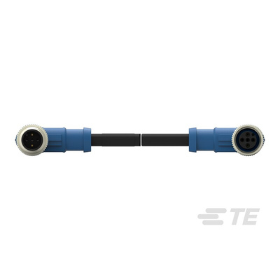 TE Connectivity Right Angle Female; Male 2 way M12 to Right Angle 2 way M12 Sensor Actuator Cable, 500mm