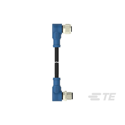 TE Connectivity Right Angle Female; Male 2 way M12 to Right Angle 2 way M12 Sensor Actuator Cable, 500mm