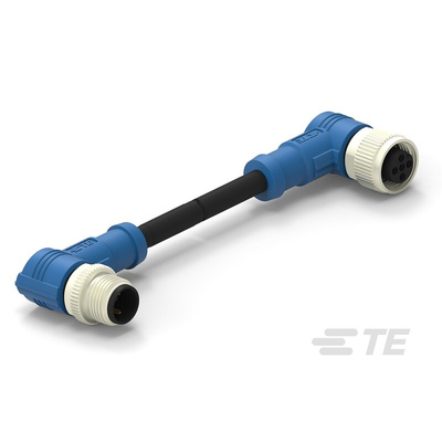 TE Connectivity Right Angle Female; Male 2 way M12 to Right Angle 2 way M12 Sensor Actuator Cable, 500mm